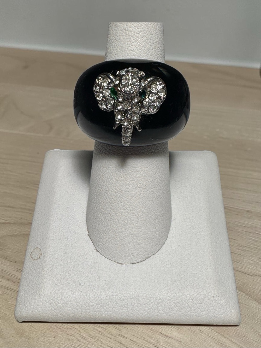 Black Elephant Rhinestone Statement Ring